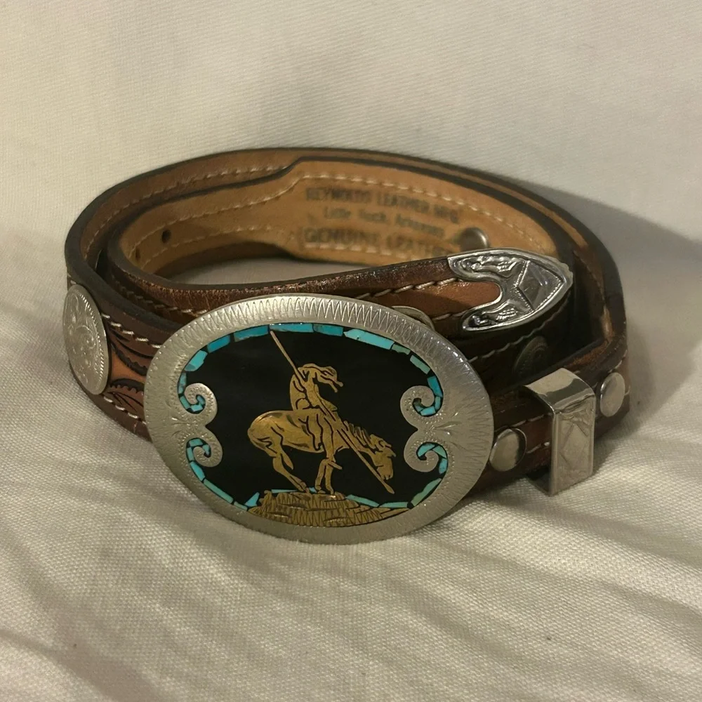 Johnson And Held Belt Buckle End of the Trail Design Native American/ Belt 26